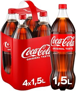 Coca-Cola Classic - prickelndes Erfrischungsgetränk mit unverwechselbarem Coke-Geschmack - koffeinhaltiger Softdrink in in Einweg Flaschen (4 x 1500 ml)