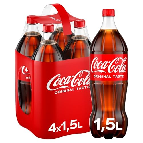 Coca-Cola Classic - prickelndes Erfrischungsgetränk mit unverwechselbarem Coke-Geschmack - koffeinhaltiger Softdrink in in Einweg Flaschen (4 x 1500 ml)