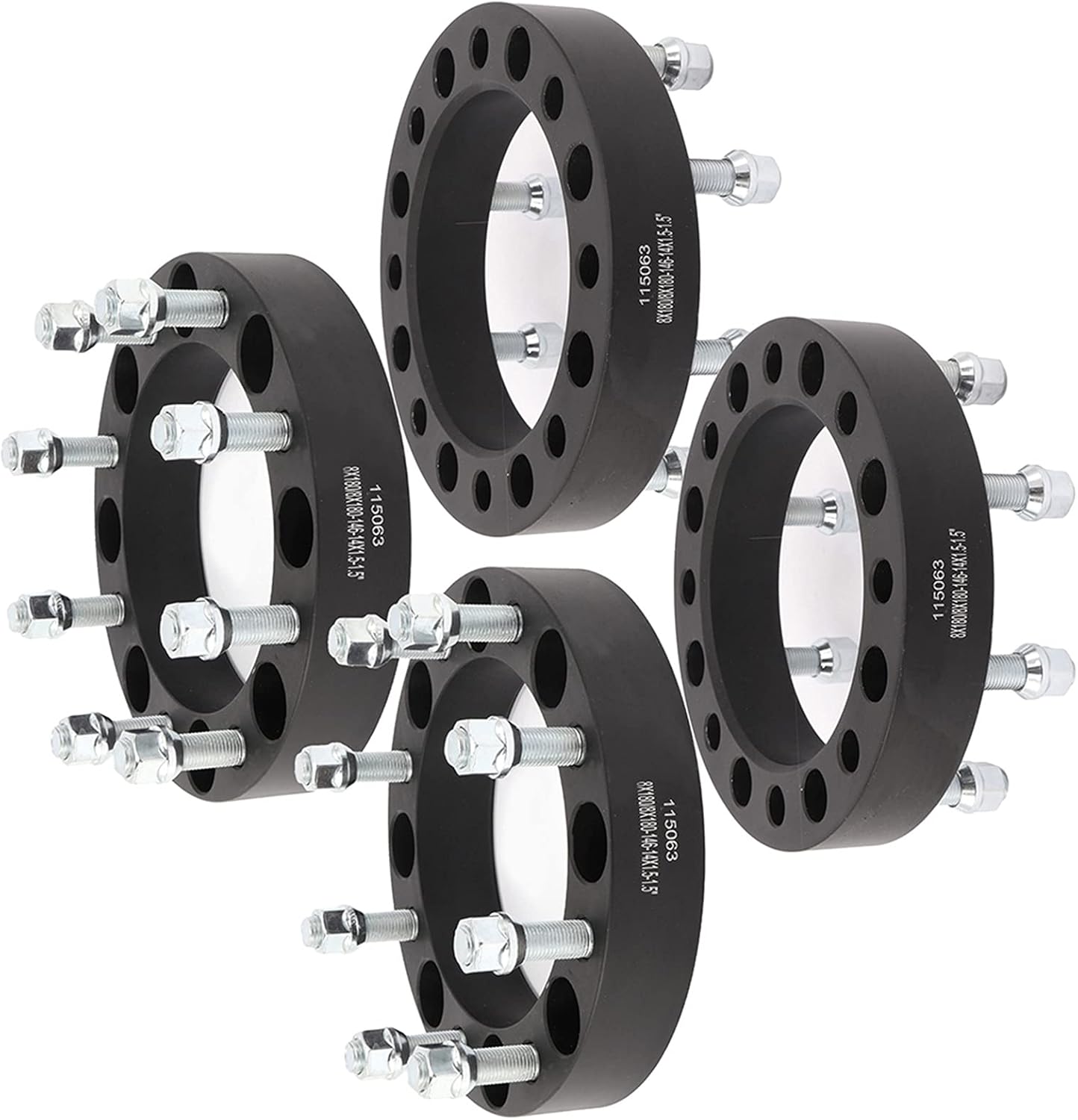 Ineedup 1.5 inch 8x180 Wheel Spacers 146mm Center Bore with 14x1.5 Studs Black 4Pcs 8 Lug Wheel Spacers 37.5mm Thickness Fit for Silverado 3500 HD 2011-2014