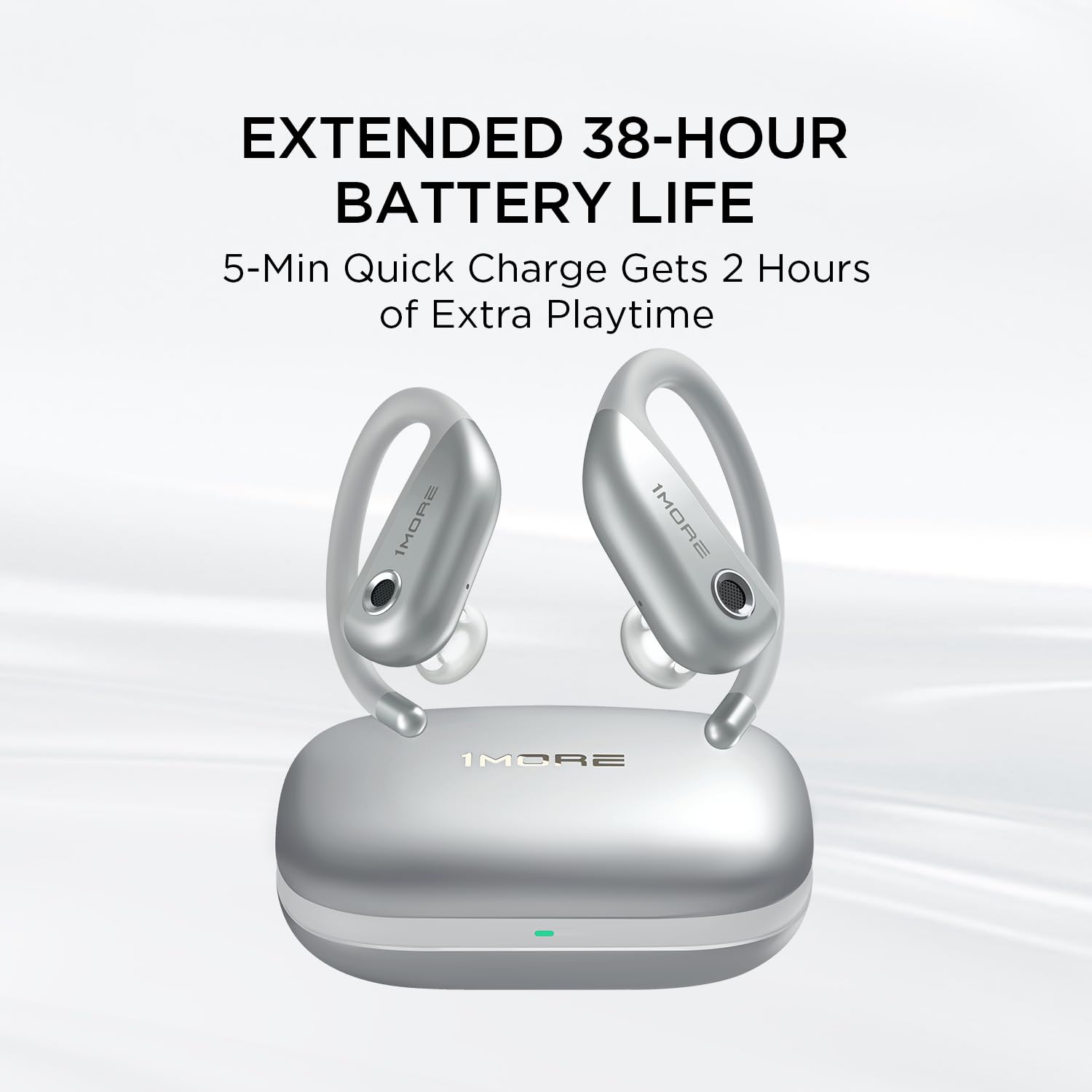 1MORE Pasuje do otwartych słuchawek dousznych S50, Open-Ear True Wireless Bluetooth z mikrofonem, słuchawki douszne z haczykami na uszy dla wygodnego noszenia, IPX7, szybkie ładowanie, czas