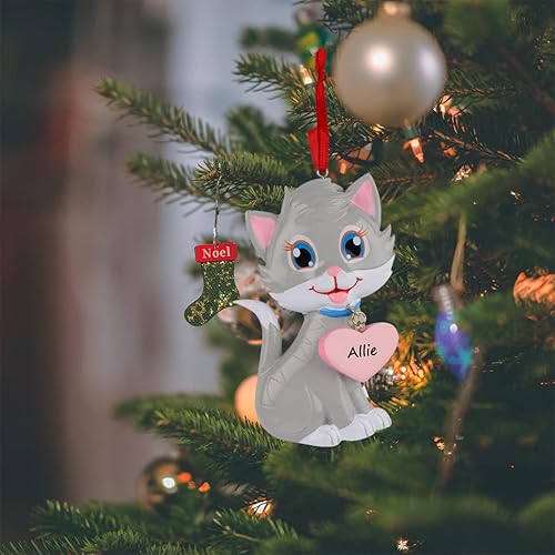 Miniatura 9 de Adorno de gato gris, adorno de gato personalizado, adorno de árbol de Navidad para gato, adorno de primera Navidad de gatito, regalos de recuerdo de