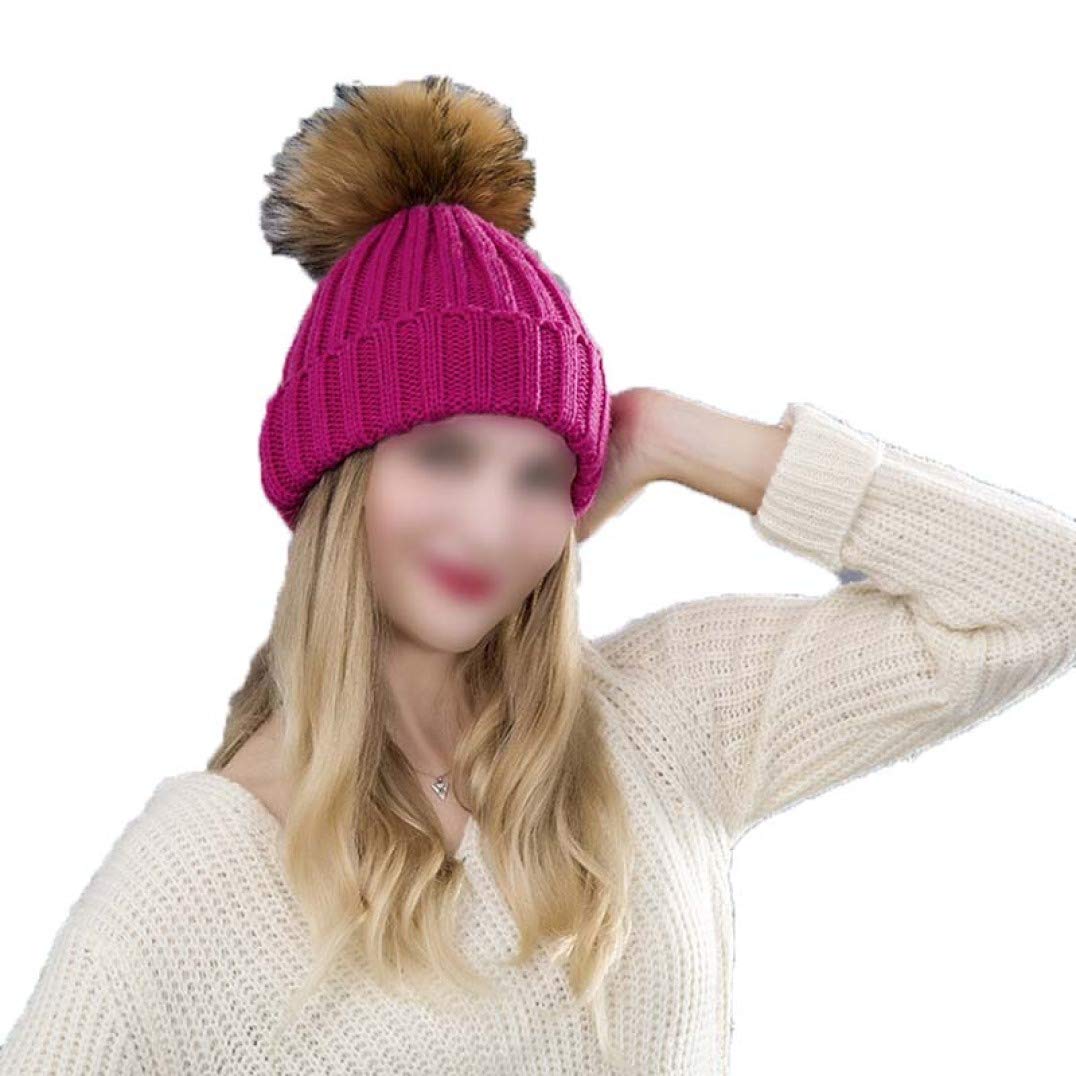 ASO-SLING Women Winter Warm Beanie Hat Fleece Lined Skull Caps Casual Ski Cap Knit Hats with Pom Pom