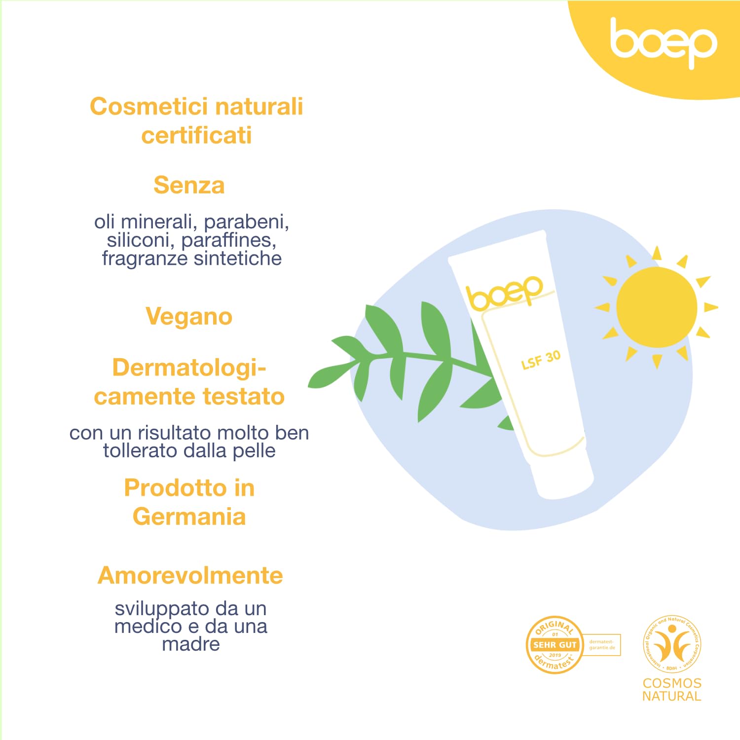 boep Protezione Solare Sensibile SPF30 | Crema solare minerale per neonati, bambini e adulti con pelle sensibile e allergica senza profumo | Filtro UV all'ossido di zinco | Cosmetici naturali (100ml)