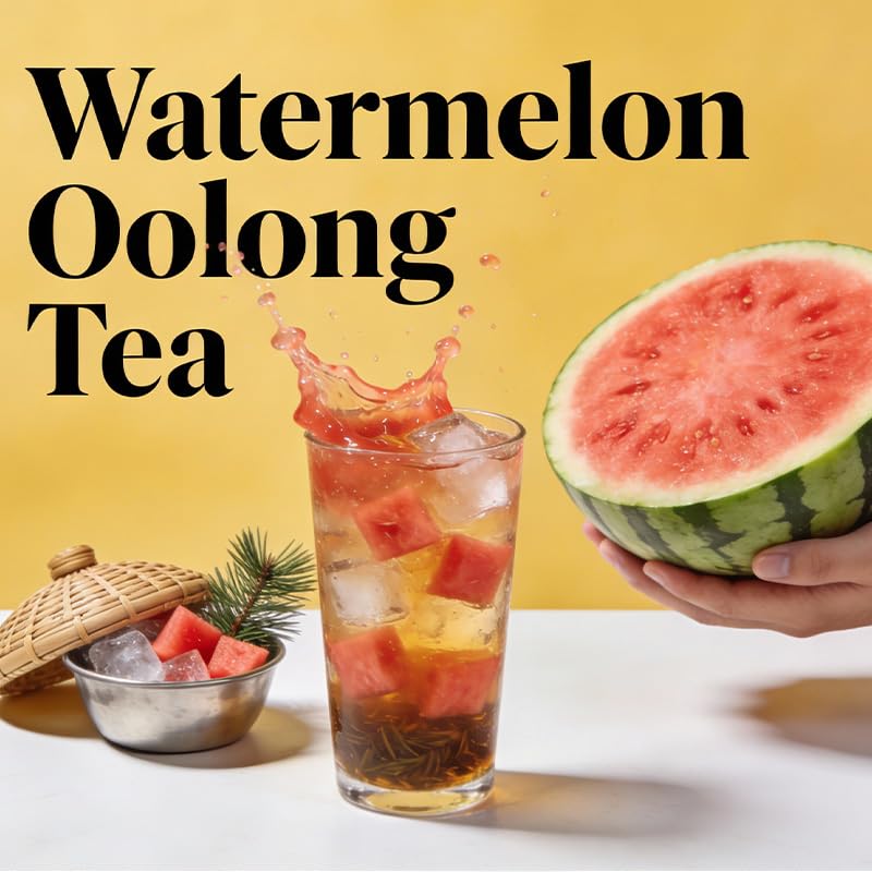 Cold Brew Watermelon Oolong Tea Bags with Glass Jar, 2-Pack (20 Tea Bags) | Brews Fast in Cold Water, Naturally Sweet Flavor with Dragon Fruit & Strawberry | No Sugar Added
