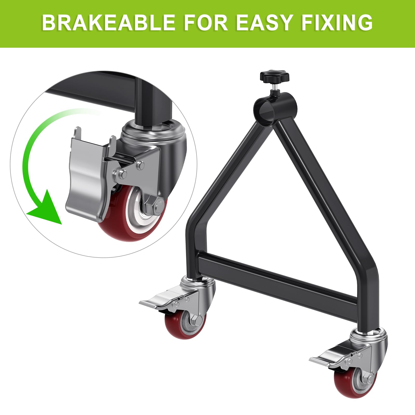 Support de bobine de fil portable, roulettes pivotantes avec frein, distributeur de fil métallique entièrement soudé pour bobines jusqu'à 71,1 cm de diamètre, capacité de 99,8 kg, noir
