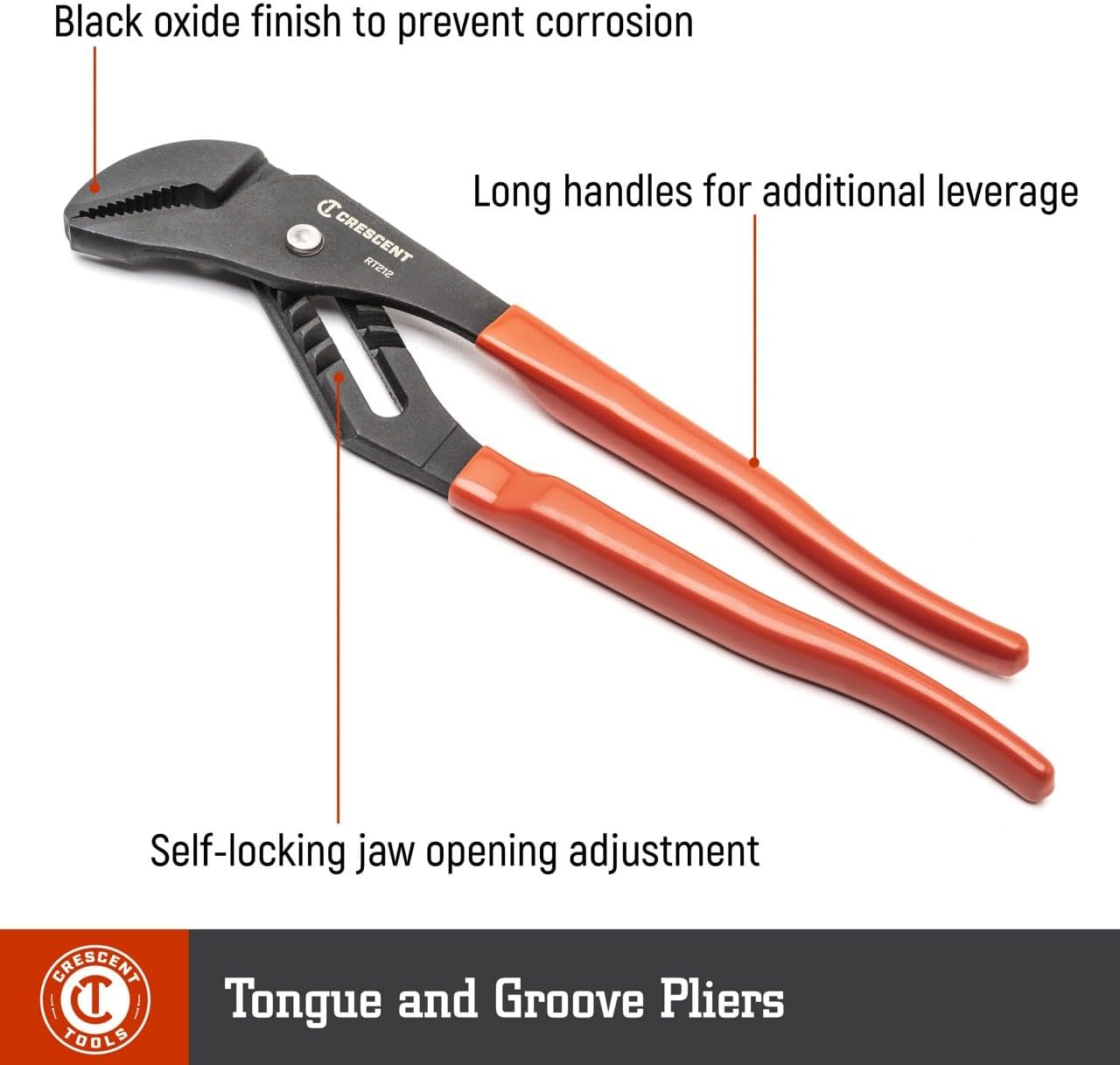 CRESCENT - PLIER, 16", T&G, STRAIGHT JAW (RT216CVN-06) & Crescent 4-1/2" Mini Dipped Handle Tongue and Groove Pliers | RT24CVS-05