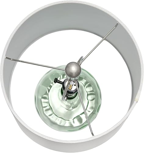 Miniatura 8 de Elegant Designs LT3326-SGE - Lámpara de mesa de noche de cristal con hoyuelos de 23.25 pulgadas con pantalla de tela blanca, verdegris salvia