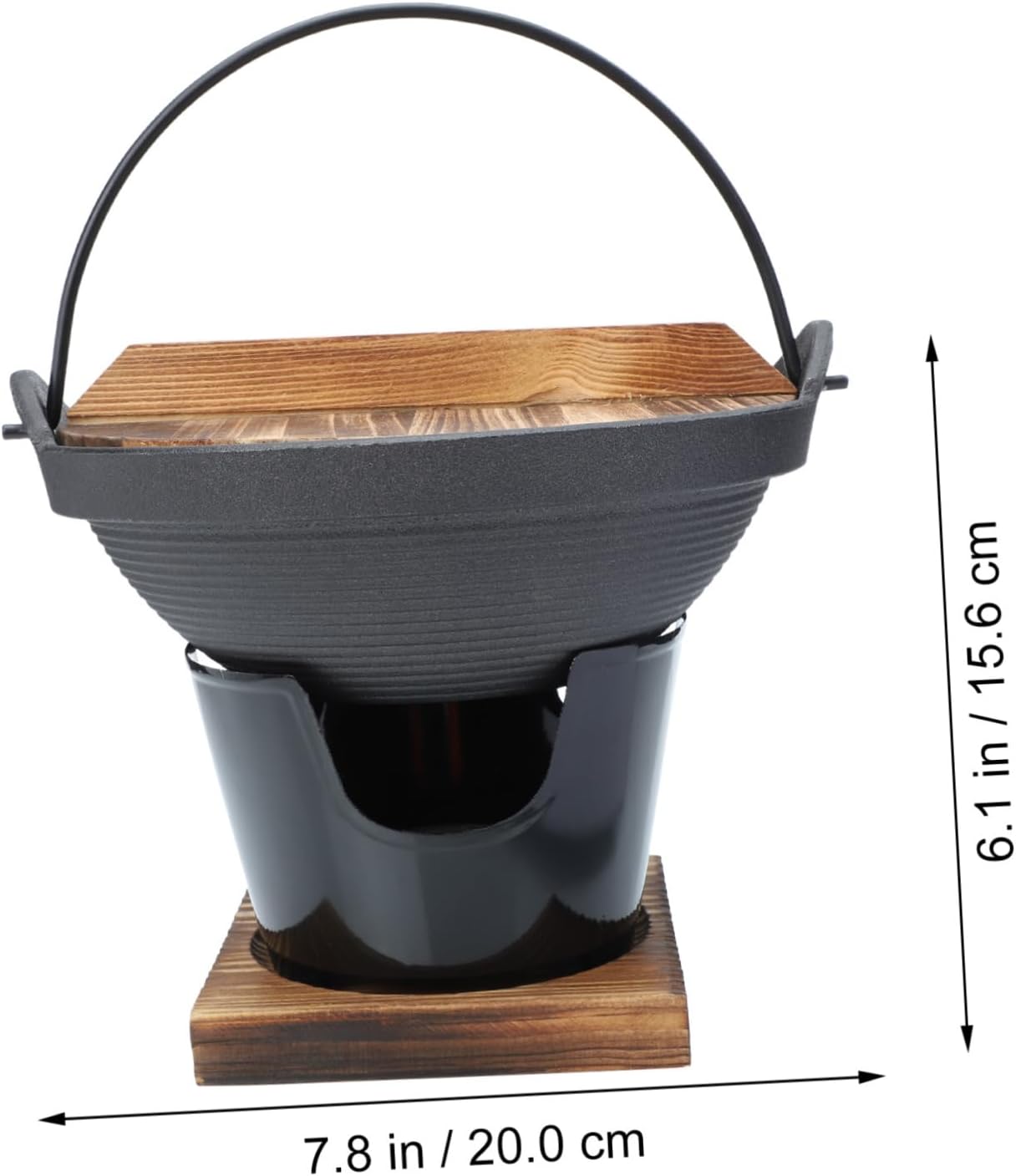 Unomor Pot Lid Cast Iron Sukiyaki Pot for Camping Hot Sturdy Iron Cooking Soup Hanging Stewpan