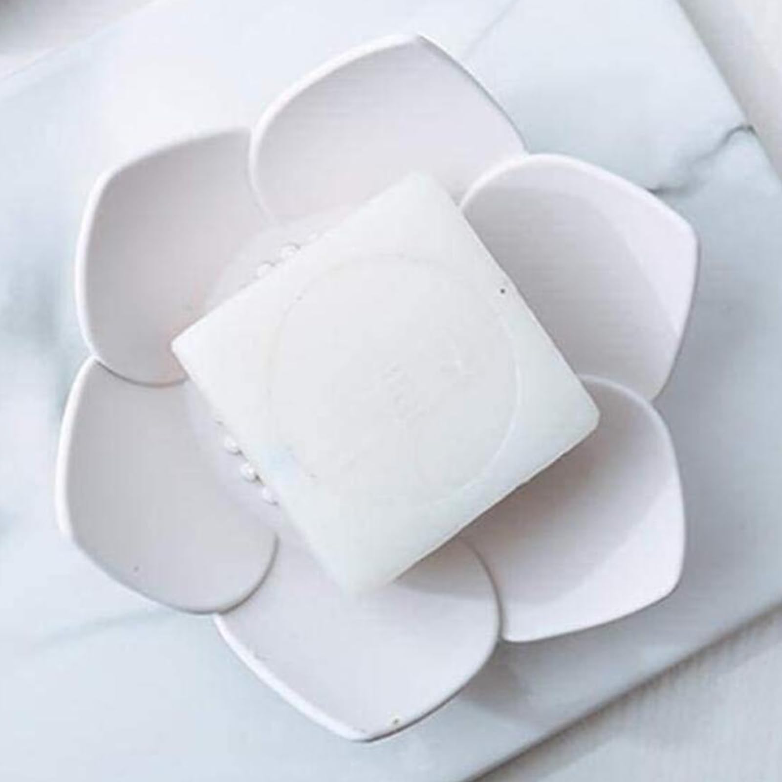 Flower Silicone Soap Dish, Pack of 2 Soap Holder (White & Grey),soap dish suction - Image 4