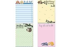 Sloth Memo Pads 4 Pack - Funny Sloth Notepads for Office, Home,...