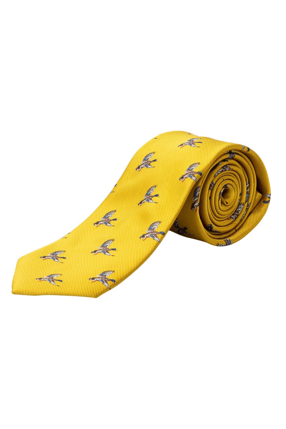 Rydale Men's Shooting Tie Smart Labrador or Duck Print Country Ties Necktie Hunting Suit (Flying Ducks Gold)