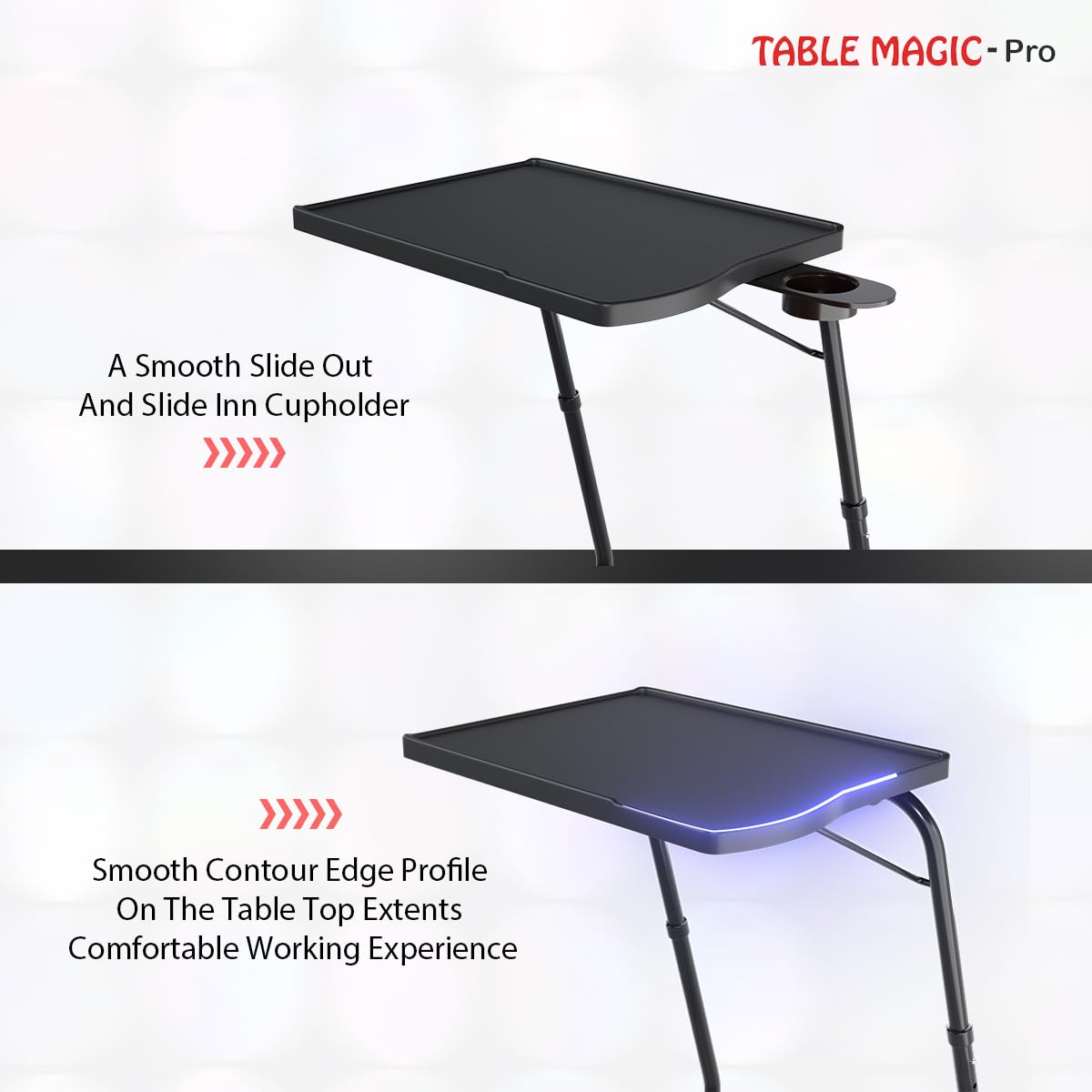 TABLE MAGIC - Pro Extended Work Space Laptop Table Mat Finish Laptop Table Multipurpose Height Adjustable Work Study Tv Tray Table Lap Desk (Smart, Black), Polypropylene 4