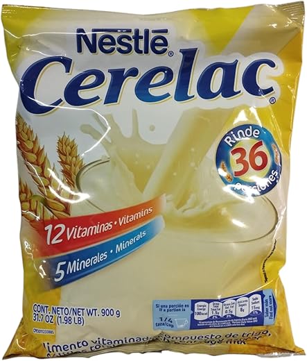 CERELAC - NESTLE - CERELAC - ALIMENTO VITAMINADO COMPUESTO DE TRIGO, SOLIDOS TOTALES DE LECHE ENTERA Y AZUCAR - 900 G