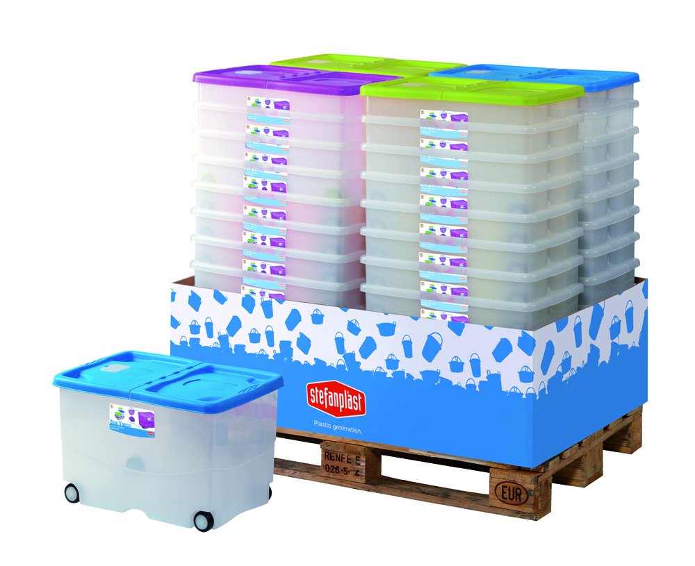 Stefanplast Vasco Scatola con Coperchio e Ruote, Plastica, Colori Assortiti