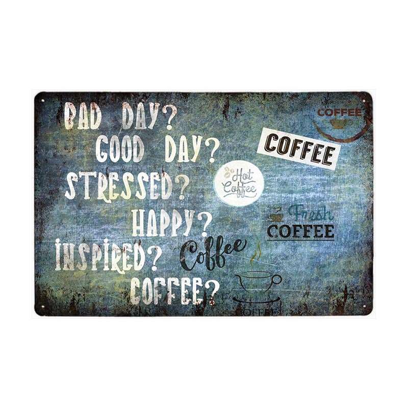Juego de 4 placas de metal retro vintage con diseño de café