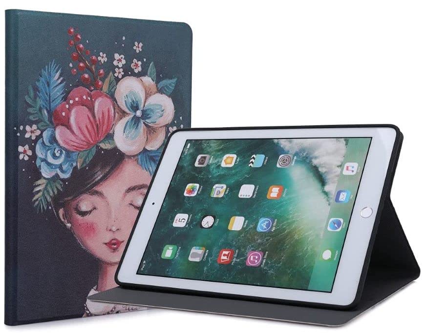 Image of SwooK Printed Flip Cover Case for iPad (Old iPad 2 3 4 th Gen, Gouache Lady)