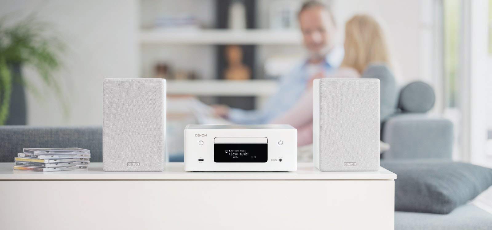 Denon CEOL N-10 Kompaktanlage, HiFi Verstärker mit 2-Wege Lautsprechern, CD-Player, Internetradio, Musikstreaming, HEOS Multiroom, Bluetooth, WLAN, AirPlay 2, Alexa Kompatibel, 2 Optische TV-Eingänge
