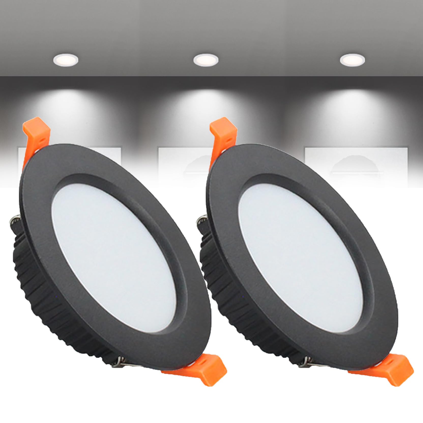 Syibelters 9W LED Recessed Ceiling Lights 118mm Cold White 6000K 9W 240LM, Cut Φ90-100mm, AC110-240V Ultra Slim Downlights, LED Panel Light for Living Room Hallway, 2 Pack