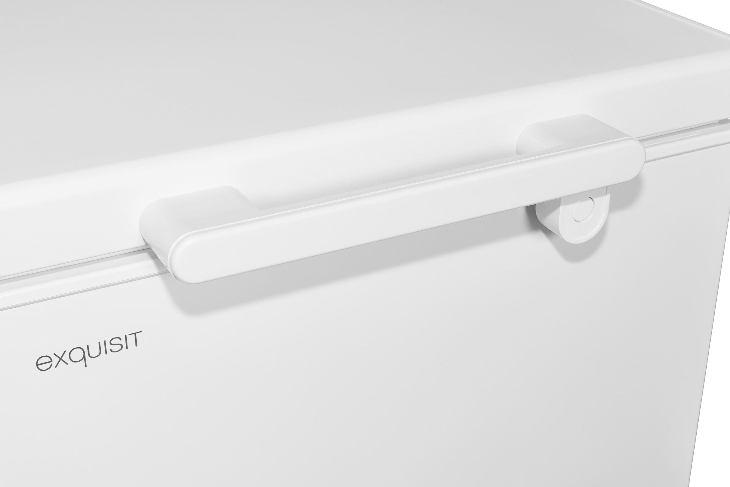Exquisit® Congelador Horizontal 95L Blanco Clase E 4 Estrellas | 1 cesto, control manual, salida de agua para descongelar, pies regulables, tirador externo y medidas 85,4 x 54,6 x 47,9 cm