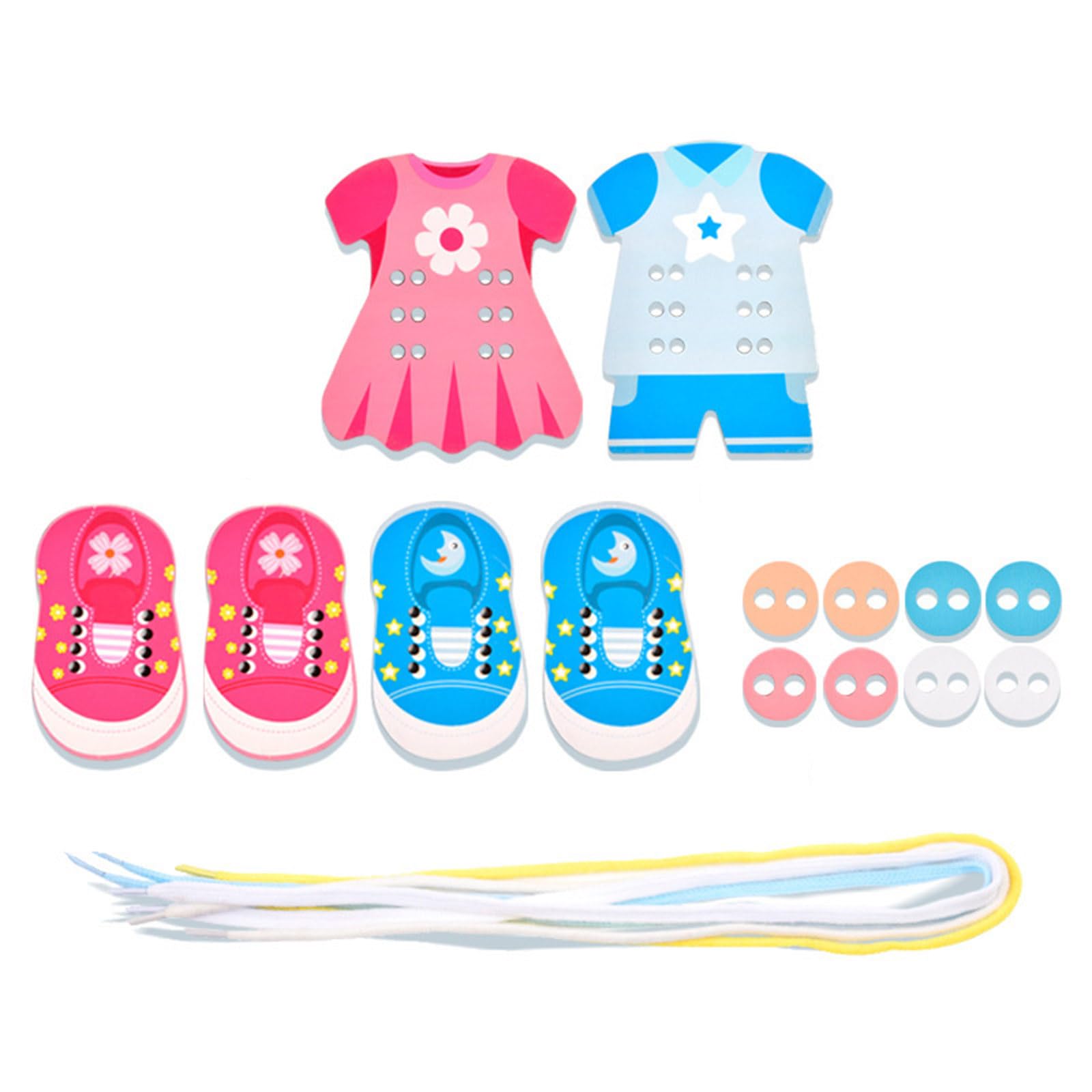 Ljmyy Wooden Lacing Toy For Preschool Toddler To Practice Shoelace Tying Button Threading And Fine Motor SkillsDevelopment