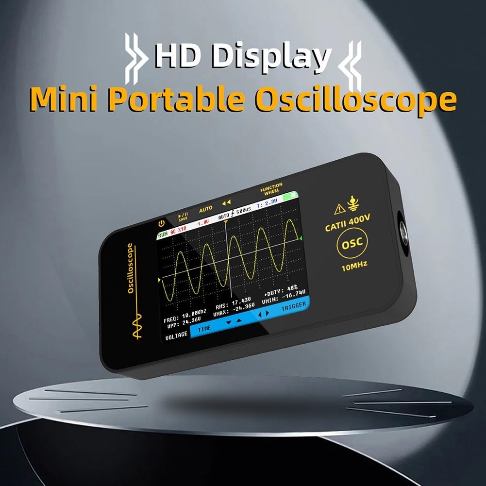 Oscilloscopio a memoria digitale palmare 10 MHz 48 MSa/s, schermo da 3,2 pollici, design compatto, include clip di prova e cavo USB (A)