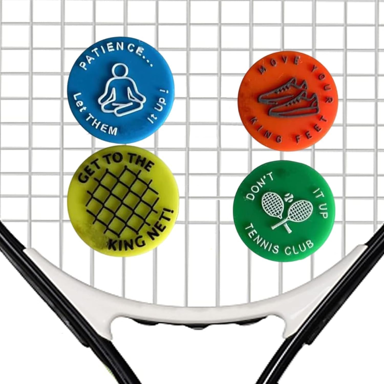 Nlinlin 4 Pcs Spicy/Aggressive Reminder to Keep You On Your Tennis Game - Tennis Vibration Dampener, Tennis Racket Dampener, The Best Tennis Gift for Every Player Team Tennis Vibration Dampeners