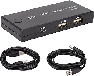 Zunate USB 2.0 Switch Selector, 2 in 4 Out KVM Switch Adapter, 2 Computers Sharing 4 USB Devices USB 2.0 Peripheral Switcher Box Hub for Mouse Keyboard Scanner Printer PCs
