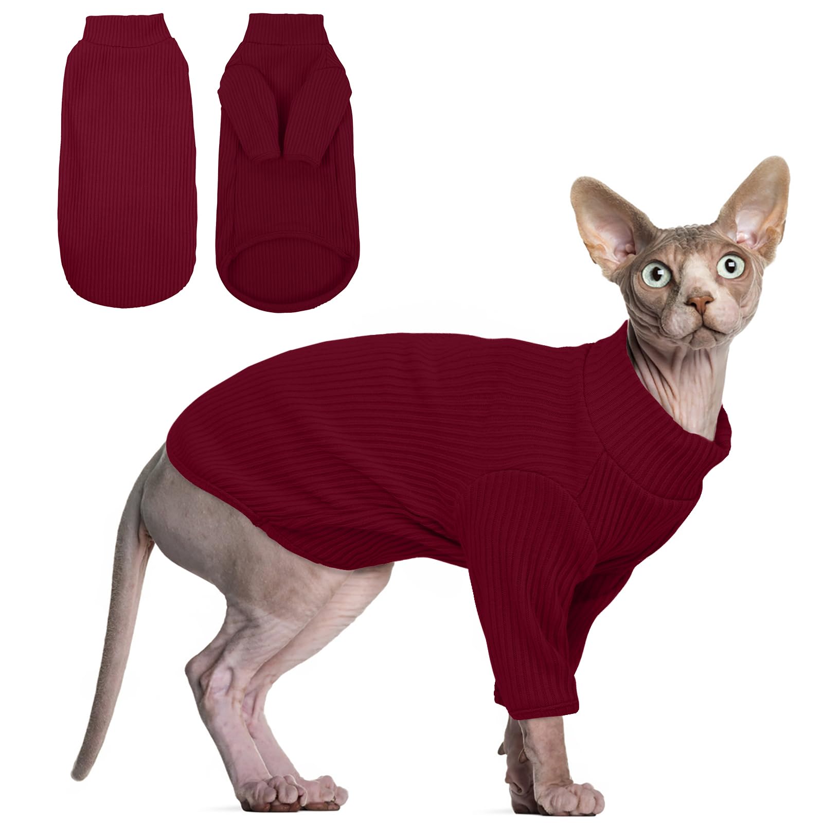 Cat Clothes, Sphynx Cat Clothing, Sphynx Cat Jumper, Cat Clothes For Cats Only, Hairless Cat Jumper, Breathable Cat Pyjamas, Warm Cat Coat, Cat Sweater, Cat Vest For Sphynx, Devon Rex-M — view 10