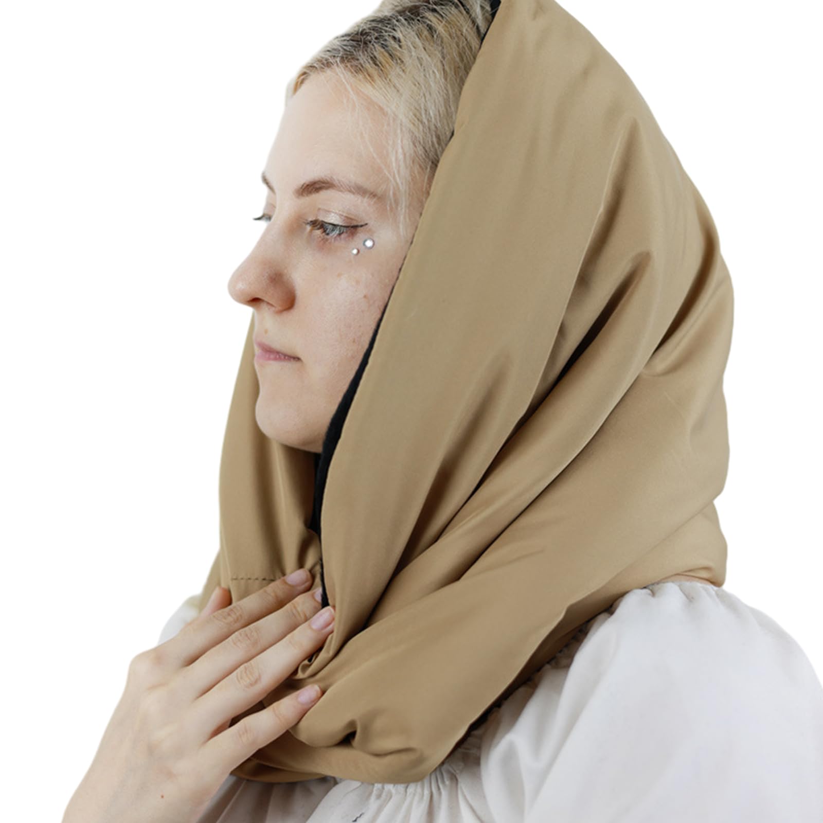 Dsgzkk Winter Hooded Scarf Hat Thicken Cotton Headscarf Puffer Hat Breathable Headwear Adult Unisex Hiking Skiing Hat