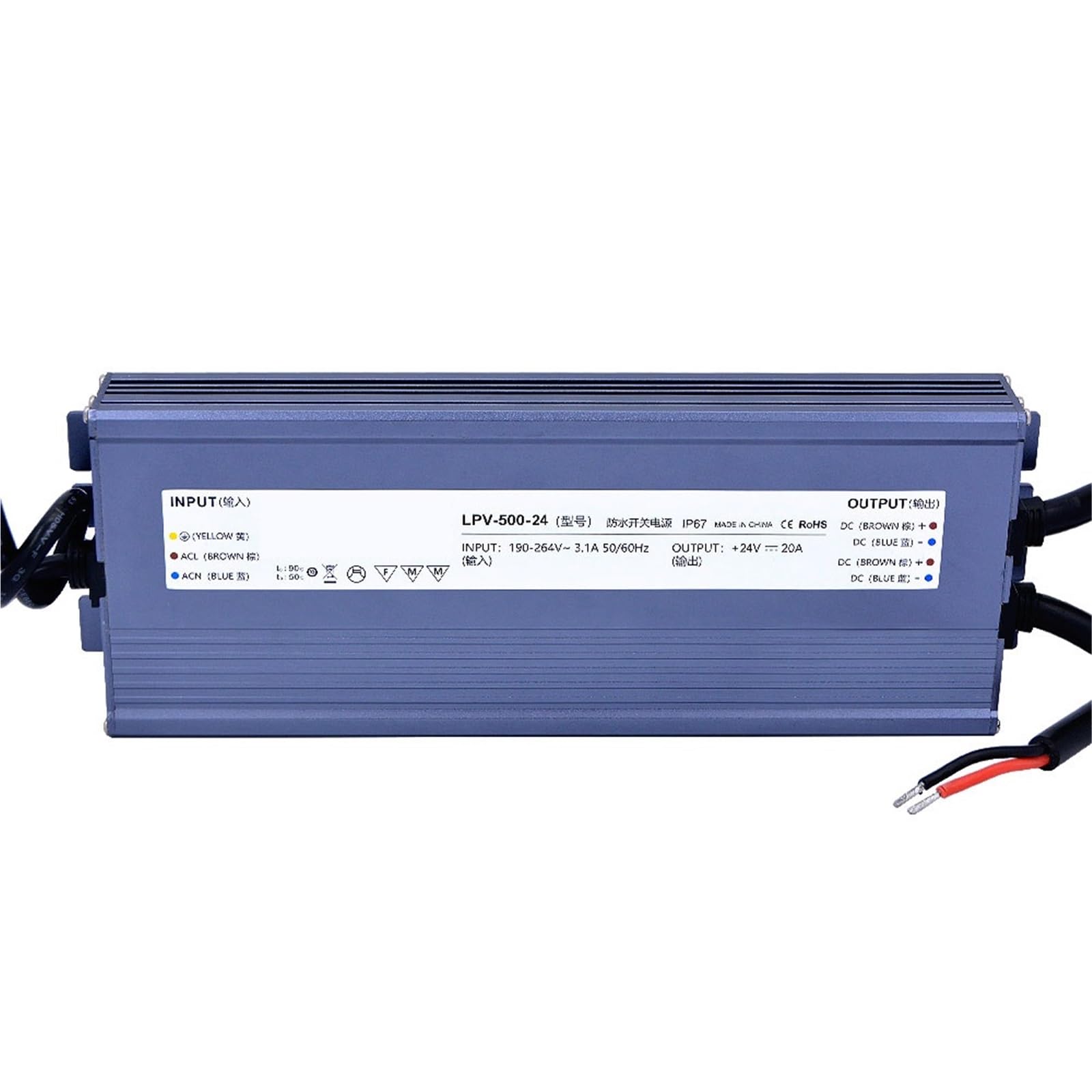 FCARUMIQP LPV-500-24 500W 24V 20.8A IP67 Switching Power Supply 1Pcs