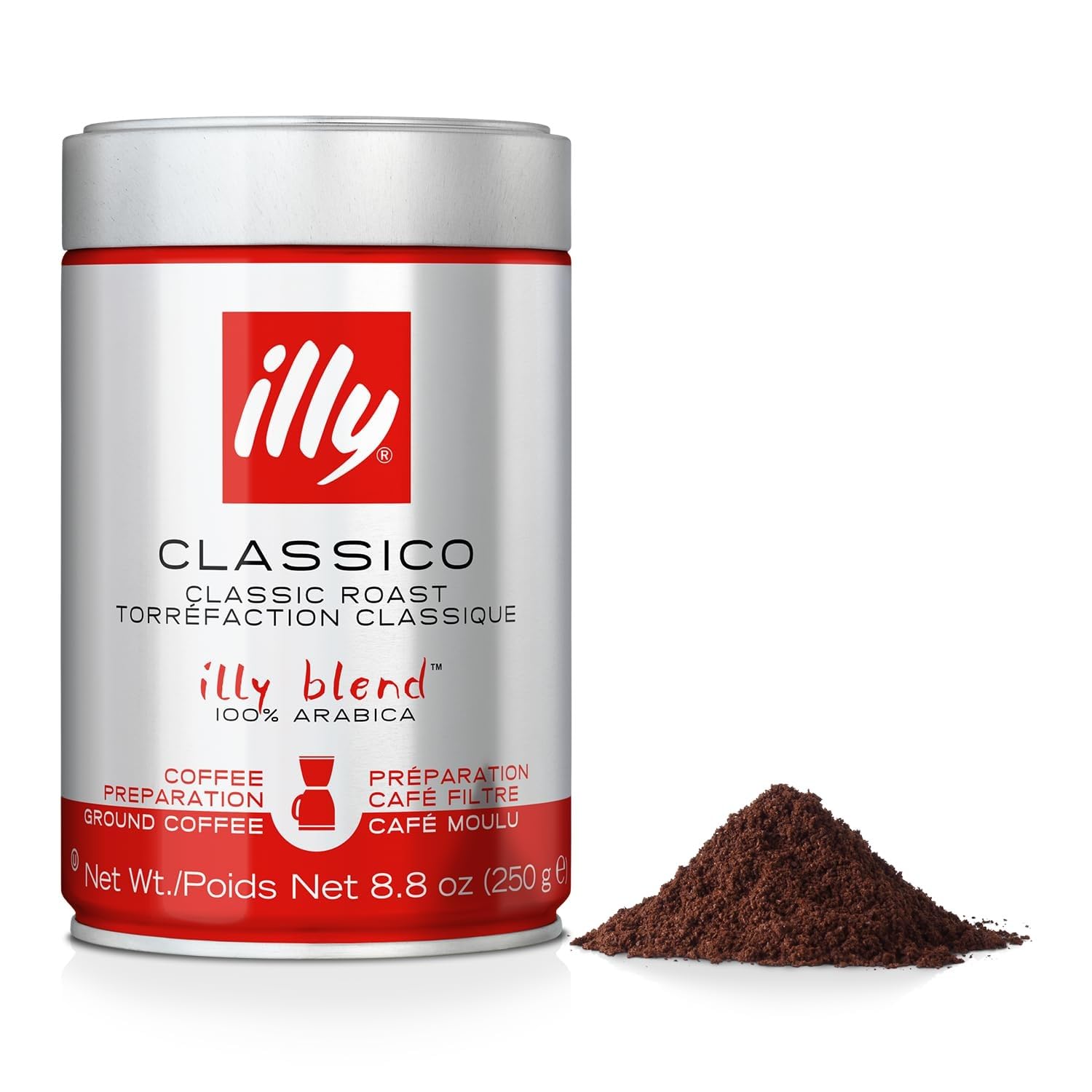 illyClassico Ground Drip Coffee, Medium Roast, Classic Roast With Notes Of Chocolate & Caramel, 100% Arabica Coffee, No Preservatives, 8.8 Ounce (Pack Of 1)