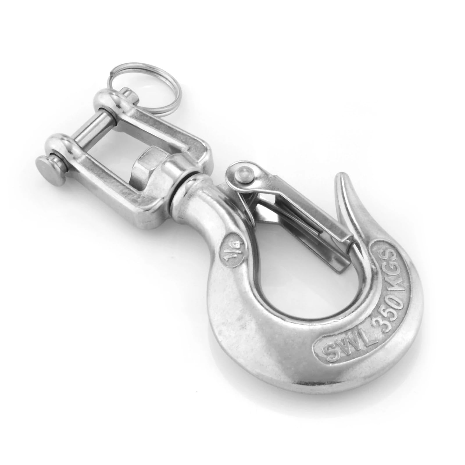 304 Stainless Steel Swivel Eye Lifting Hook Load Heavy Duty Lock Rigging Snap Trigger Clevis(350kg)