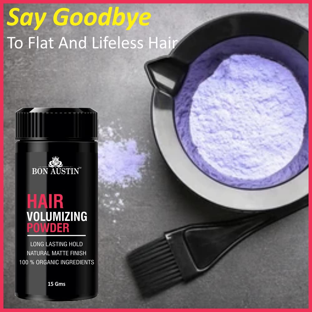 Bon Austin Hair Volumizing Powder strong hold | Matte Finish | 24 hrs hold | Natural & Safe Hair Styling Powder Pack of 1 15 Gms 1