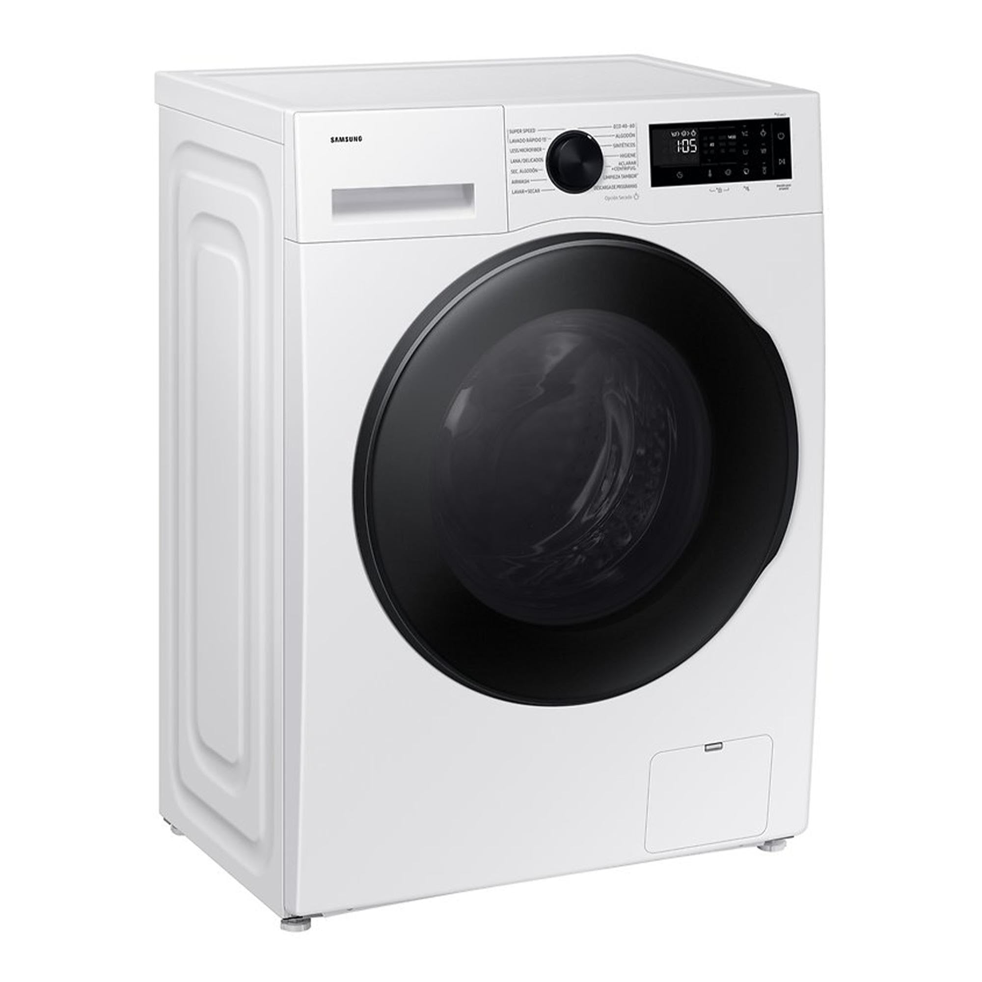 Samsung WD6100D SLIM AI Waschtrockner WD90DG5G34BEEG, 9+5 kg, Extra sparsam, EEK: E/A (-10%), Nur 48 cm tief, Waschmaschine + Trockner in einem, AI Ecobubble, WiFi, SmartThings, SuperSpeed, Weiß