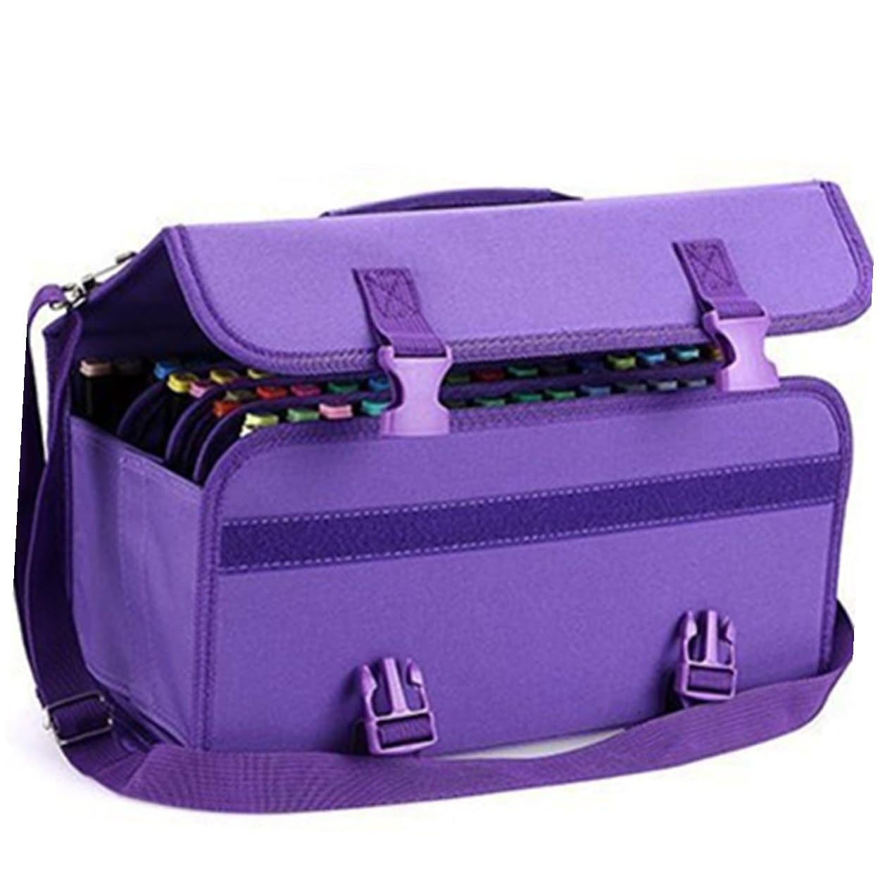 Borsa Porta Pennarelli Slot con Zip e Tracolla Astuccio Scuola Alta Capacità con Manicotto Elastico Rimovibile per Scrivania Organizer Rossetti e Accessori Tasca Posteriore Zip