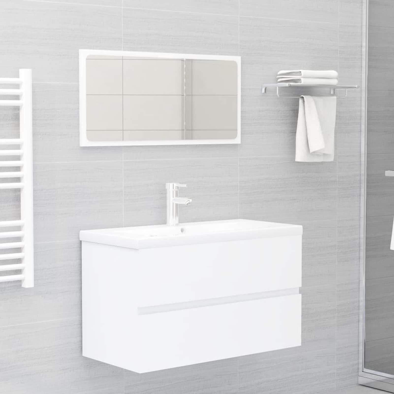 Meuble de Salle de Bain Armoire pour Lavabo - Meuble de Sol en Aggloméré Blanc 80 x 38,5 x 45 cm