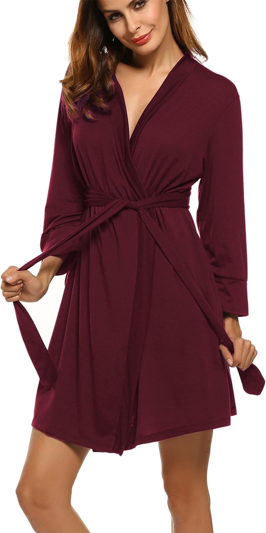 HOTOUCH Womens Robe Lightweight Short Knit Bathrobe Soft Ladies Sleepwear with Pockets