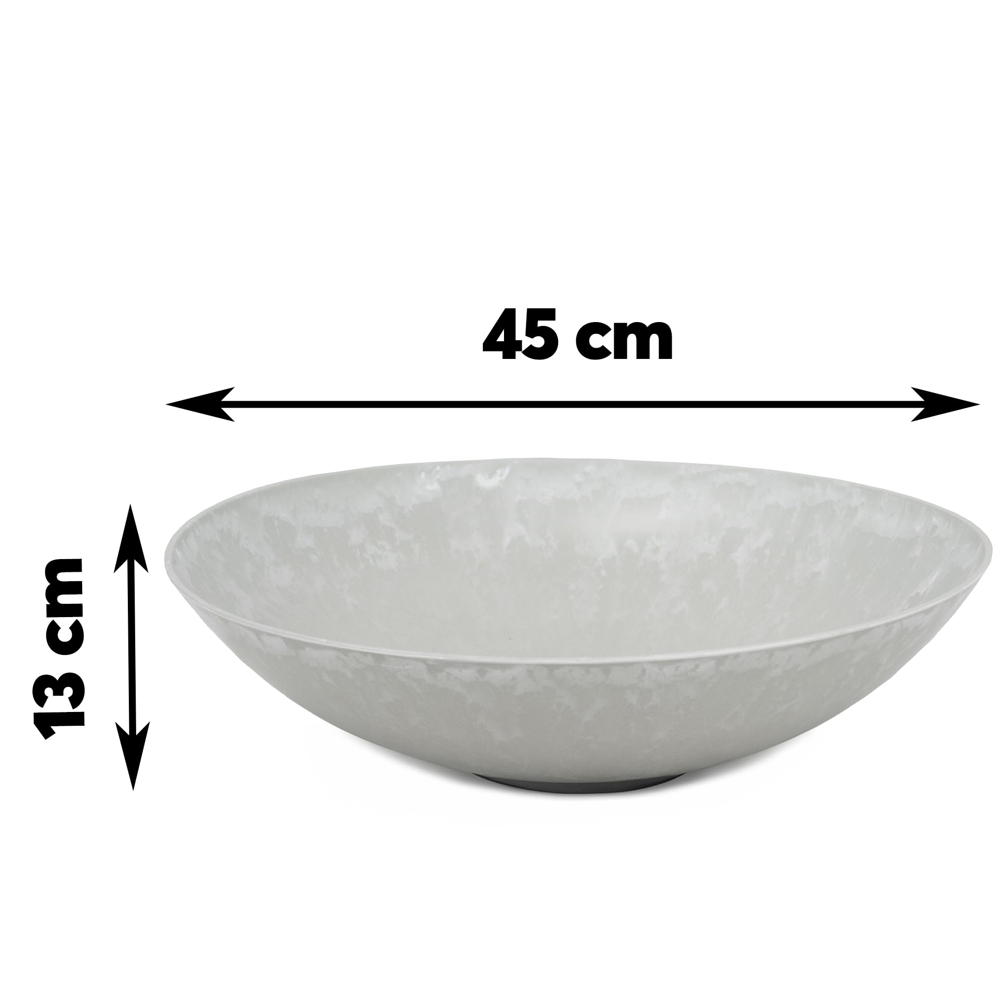 matches21 XXL Vaso per piante per esterni - grande ciotola decorativa vintage marmorizzata nera come vaso da fiori, vaso per piante - Ciotola da 45 x 13 cm come abbeveratoio per uccelli