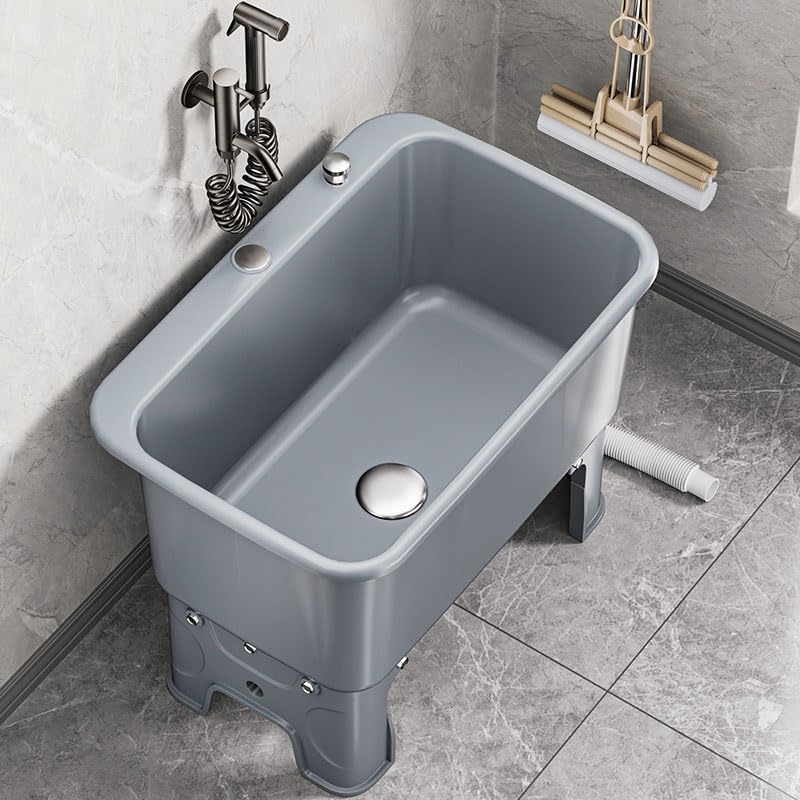 Commercial Floor Mop Sink Utility Sinks Freestanding Black/Gray/White Basin for Laundry Kitchen Bathroom Balcony Deep 26cm Mop Service Area Easy to Clean Dura,Gray-60x40x46.5cm/23.5x15x18”