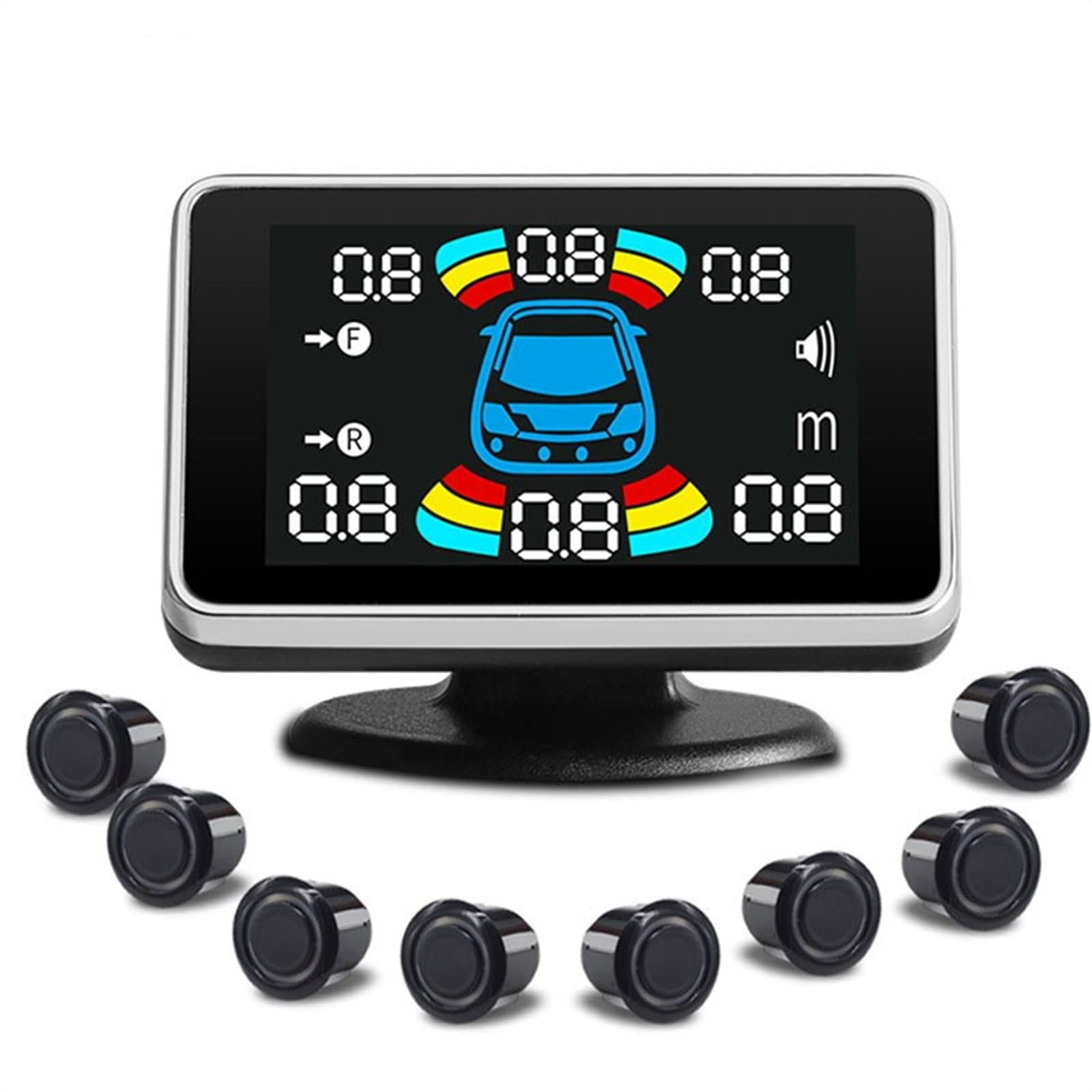Kit de capteur de stationnement Voiture Parktronic LCD Affichage bip Inverse système de Surveillance Radar de Sauvegarde 4 capteurs 22mm 12V 7 Couleur capteur de stationnement