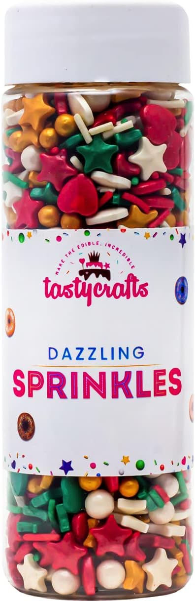 Tastycrafts Mix Metallic Sprinkles,100 GM | Edible Sprinkle | Colorful Dazzling Sprinklefetti | Baking Cake Items | Candy Toppers for Cake, Cupcake, Dessert, Pastry, Cookies Decorations - CH03