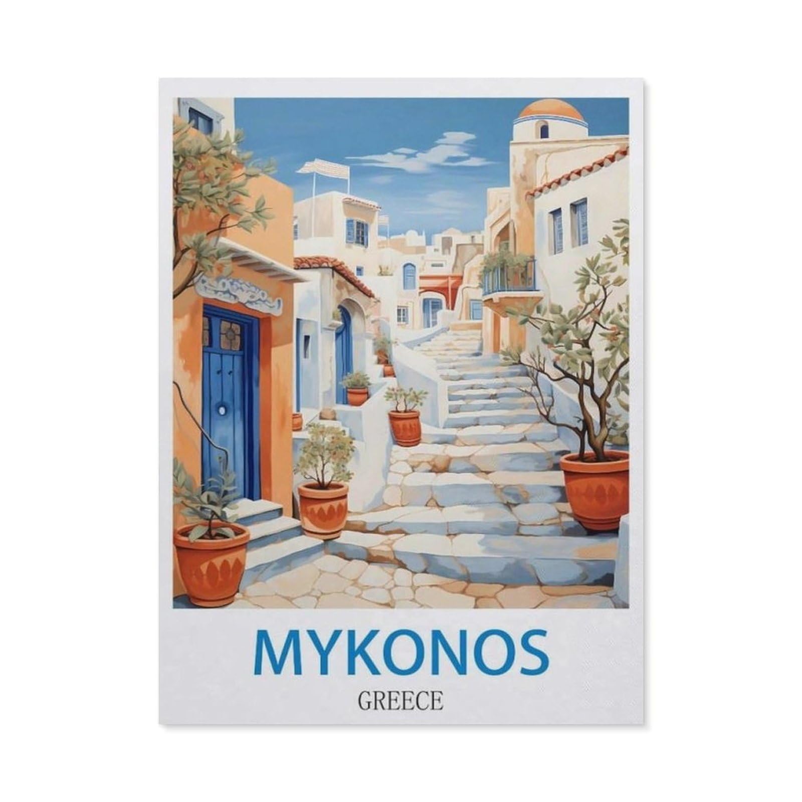 BEAYODKP 5D DIY Diamond Painting，Mykonos Greece，Round Full Drill Crystal Rhinestone Embroidery Cross Stitch Arts Craft Canvas for Home Wall Decor（30 x 40 cm/11.81 x 15.74 inches）-CJ82