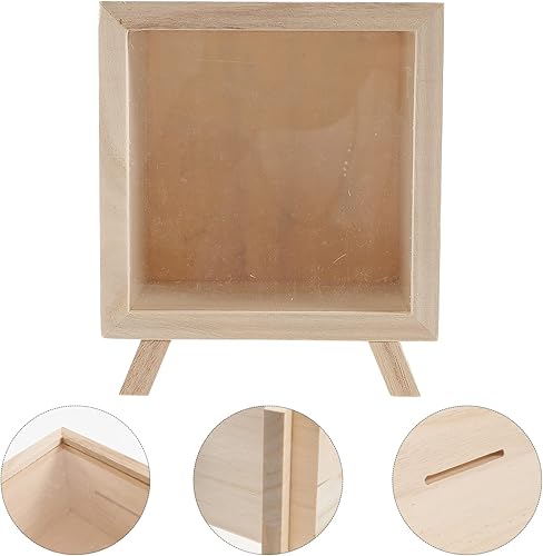 Miniatura 8 de 1 alcancía de madera alcancía transparente caja de ahorros tarro de ahorro caja de sombras decorativa puntas transparentes tarro de dinero para