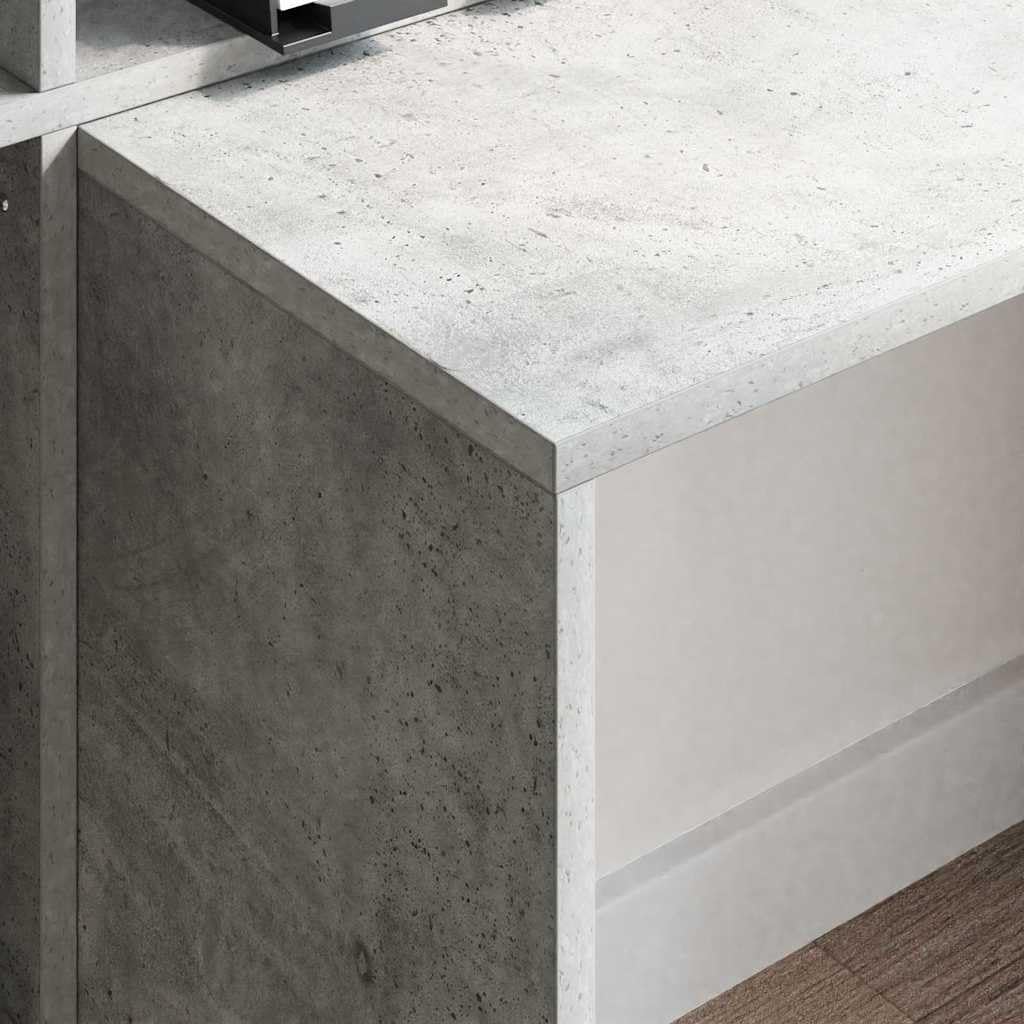 Scrivania Grigio Calcestruzzo 138,5x55x143 cm Legno Ingegneria con Ripiani