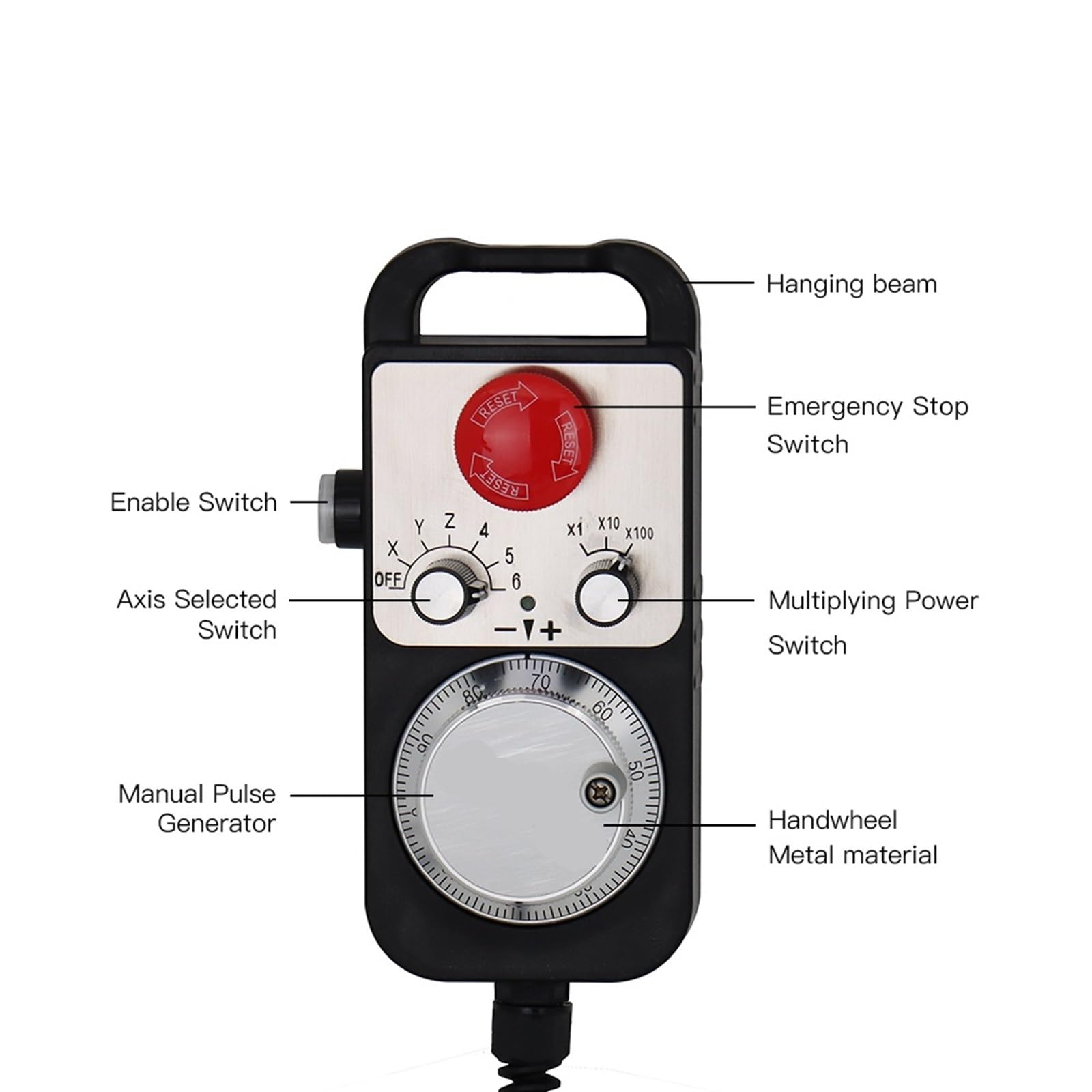 Generador de pulsos de 4/6 ejes MPG, volante colgante de 5 V para sistema de generador de pulso manual de 5 V (6 ejes)