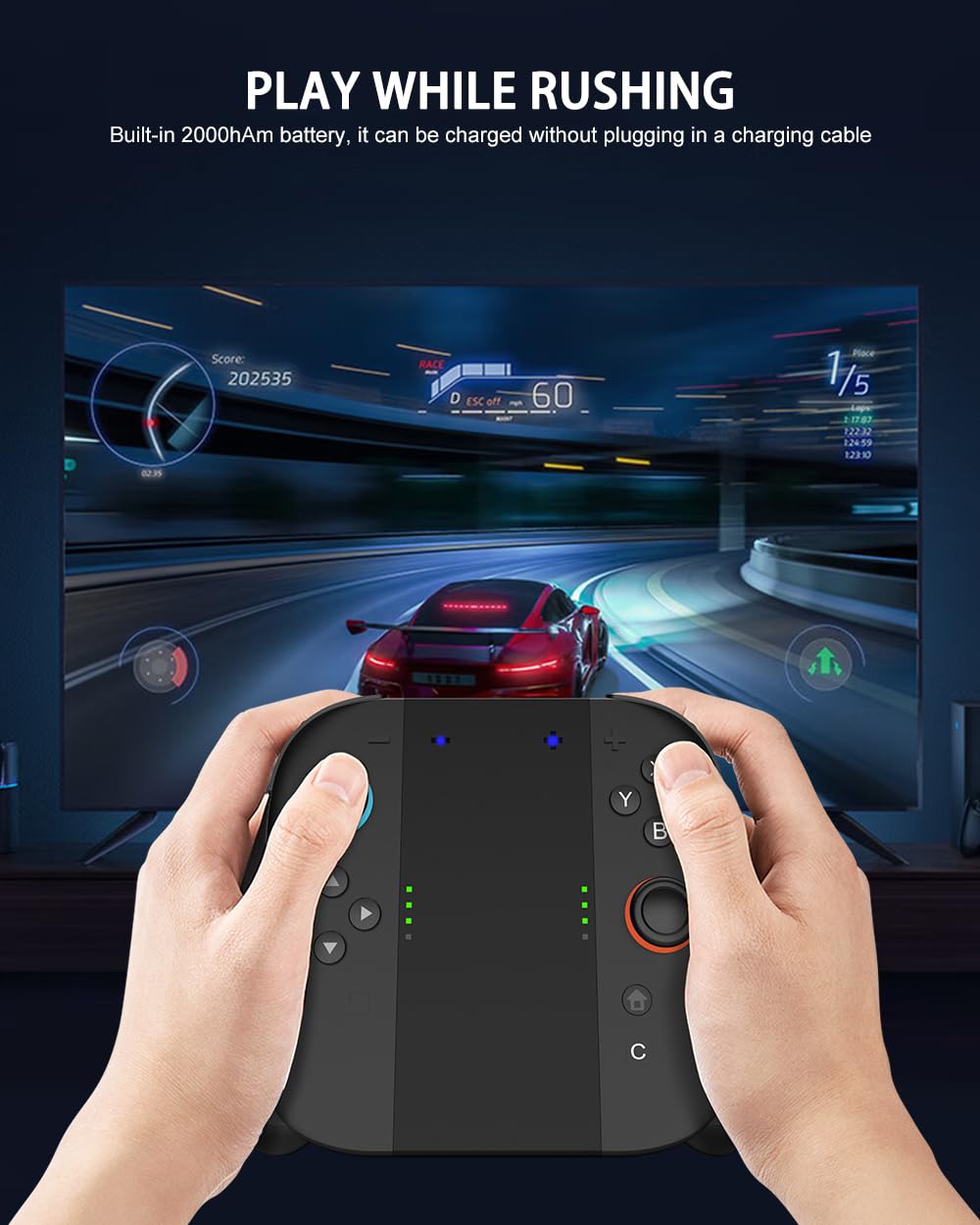 Charging Grip for Nintendo Switch 2, for Joy-Con 2 Grip Controller for Joy Con Handle holder with battery USB C Charging Cable, Switch 2 Accessories, Indicator Lights, Ergonomic Portable Travel