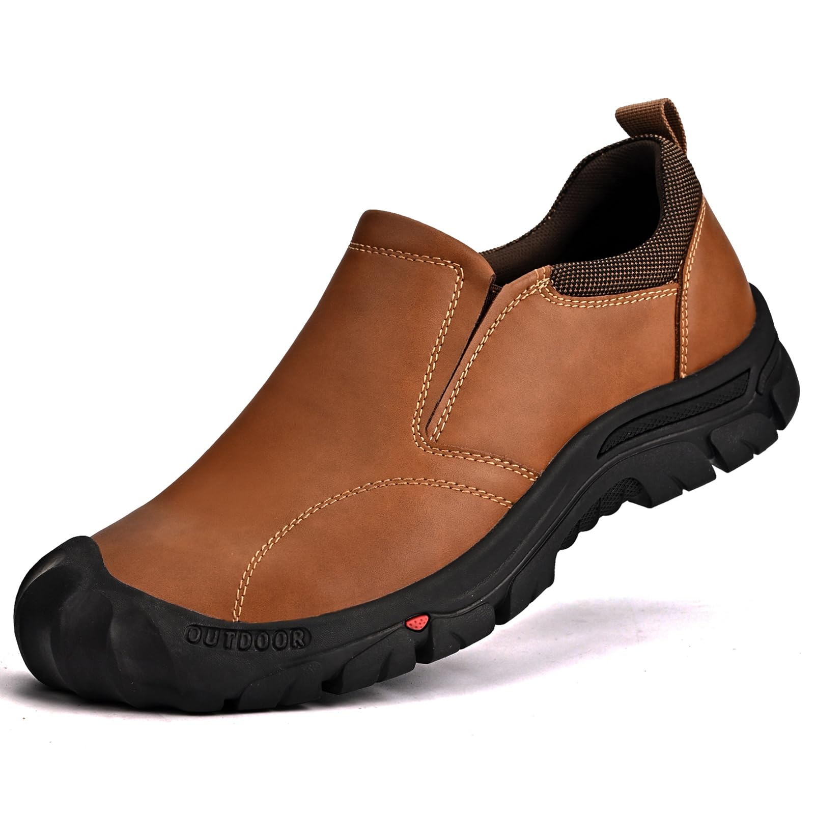 UPIShi Men's Waterproof Slip On Leather Hiking Outdoor Walking Casual Loafers Work Shoes