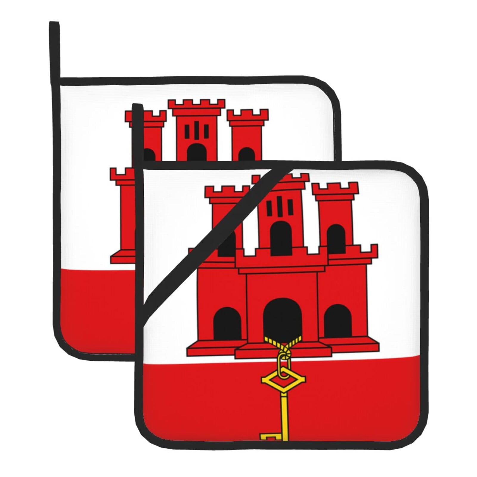 Flag of Gibraltar Square Heat Resistant Trivet Set Thick and Durable for Baking Barbecue Cookware Oven