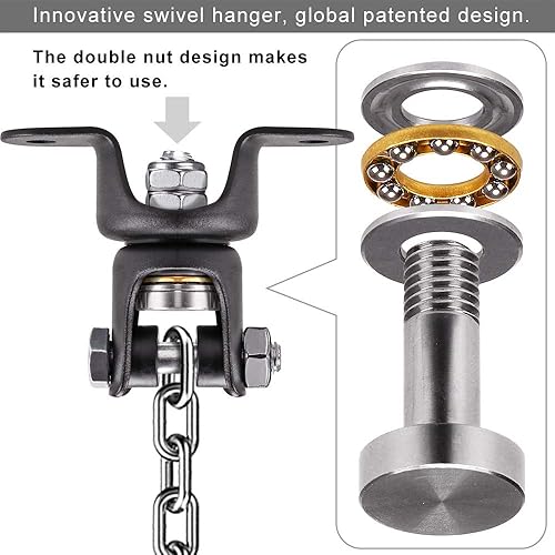 Miniatura 10 de BeneLabel Kit de gancho y cadena de columpio resistente para silla hamaca, soporte de tornillo de madera para silla colgante de interior y exterior,