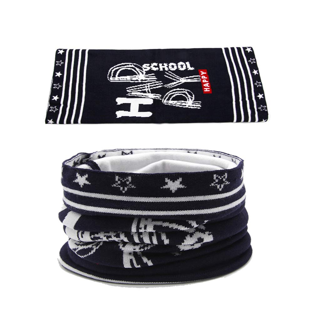 Pink scarf Kids Boys Girls Cotton Snood Windproof Winter Warmer Neck Warmer Circle Scarf For Toddlers Gifts Silk scarf (Color : Dark blue)